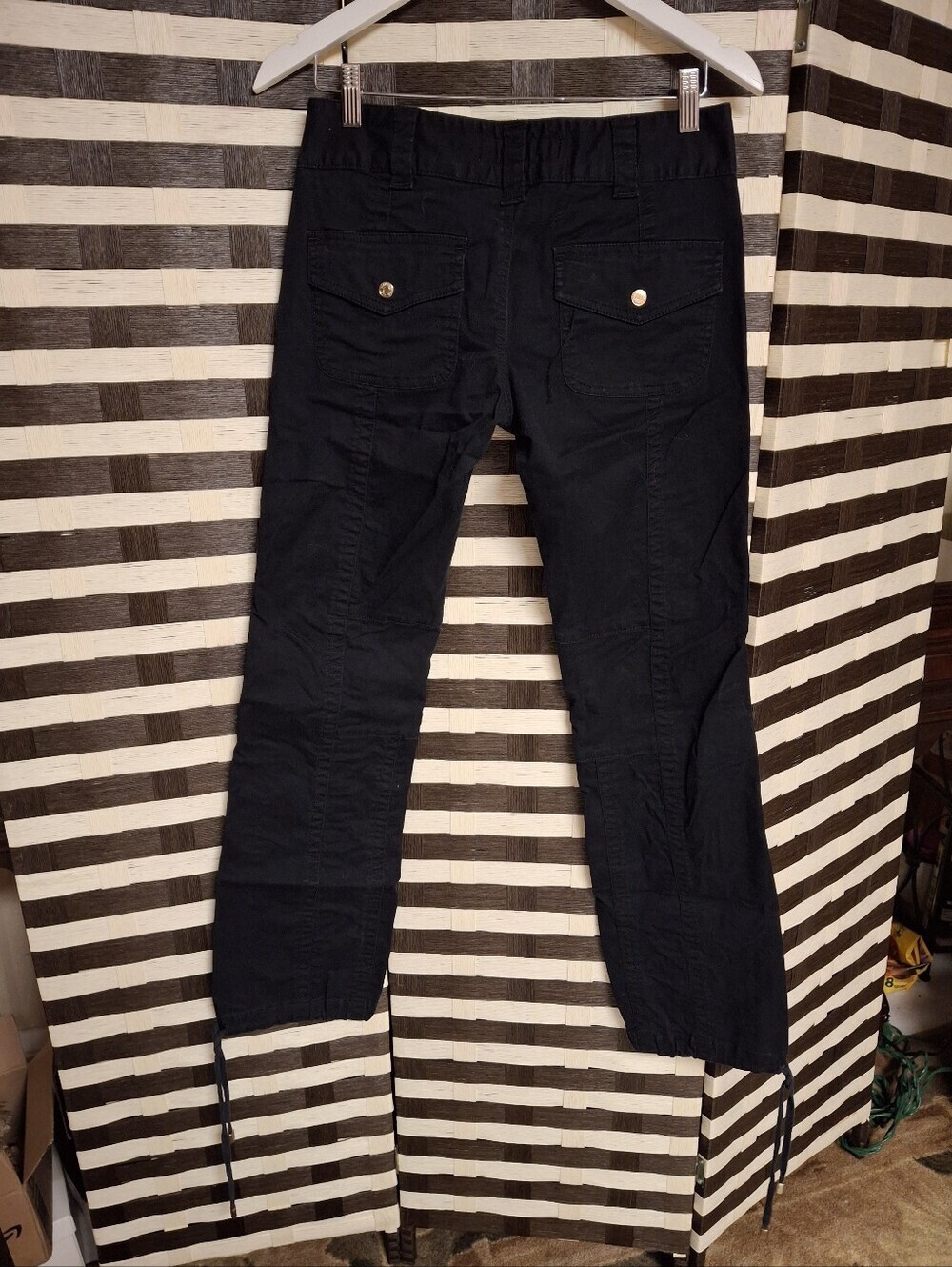 Baby Phat Ankle Drawstring Black Cotton Stretch Pants Women Size 5 / Waist 30 - Picture 9 of 16